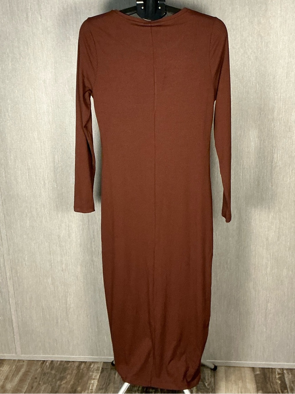 Desigual Long Sleeve Ribbed Maxi  Dress in Dark Brown - Picture 7 of 12